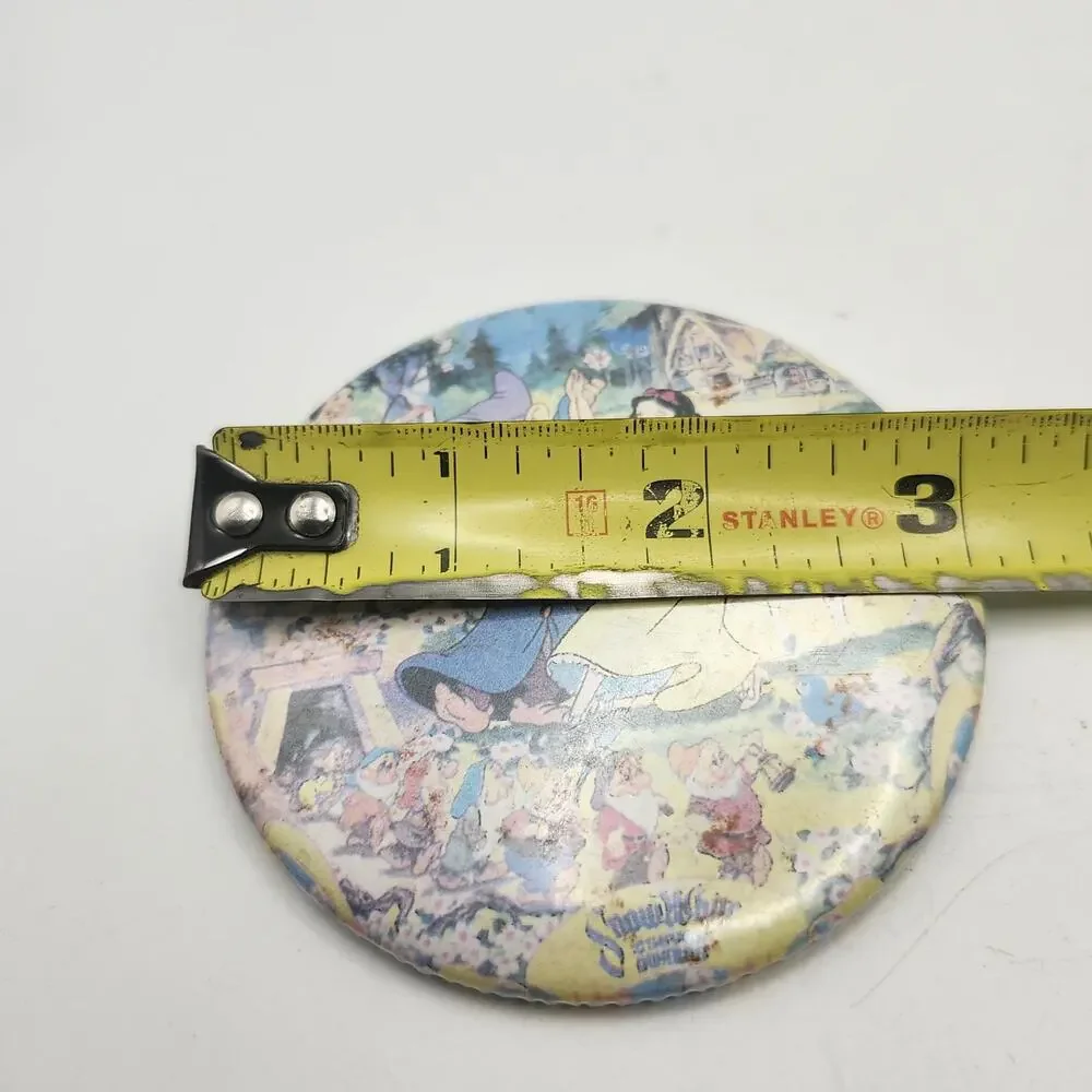 Vintage 1980s Disney Snow White Seven Dwarfs 3 Inch Pinback Button Disneyana
